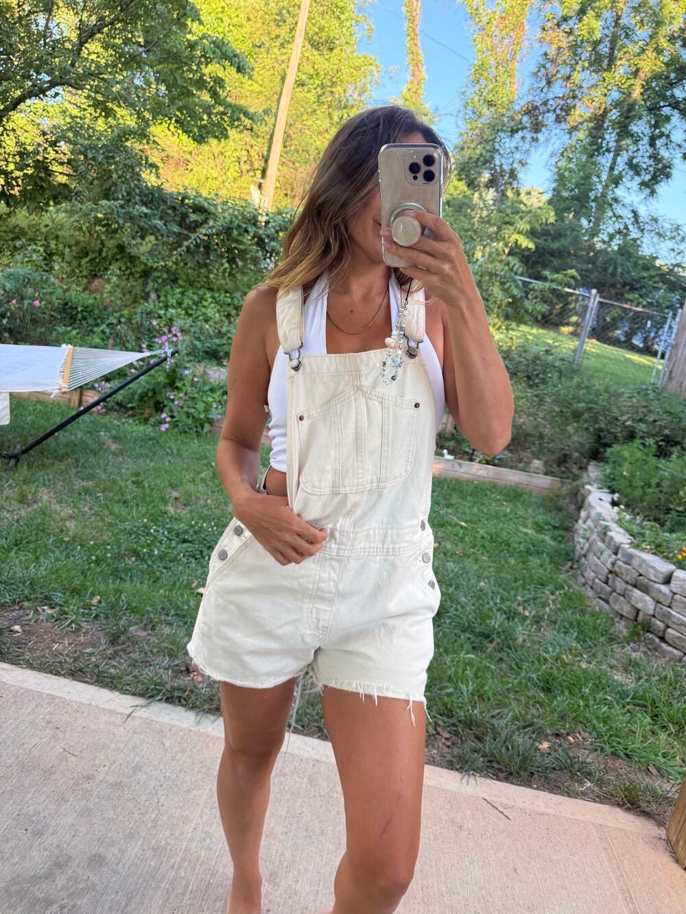 Reworked Ecru Denim Shortalls / Cream Overalls